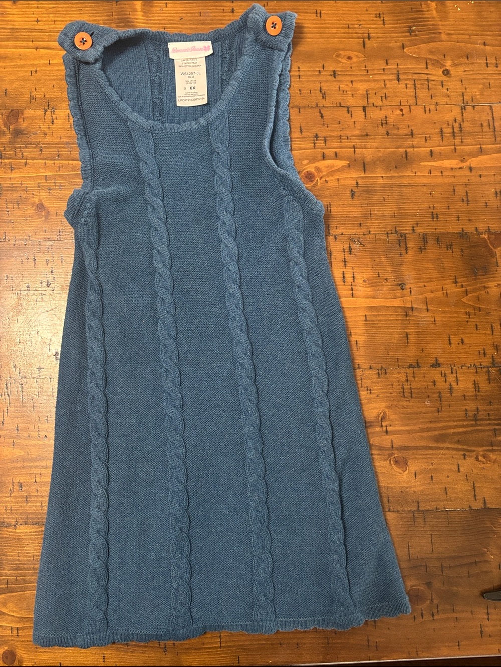 Bonnie Jean Dusty Blue Cable Knit Sleeveless Dress